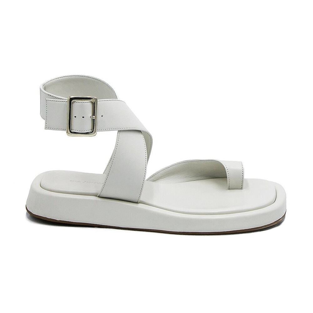Gia Borghini Minimalist White Rhw Wrap Toe Ring Sandals Size 40 EU / US 10